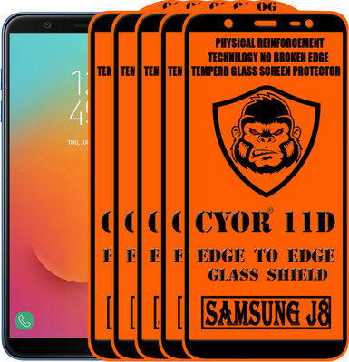 CYOR Edge To Edge Tempered Glass for Samsung Galaxy J8(Pack of 5)