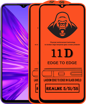 Laxdom Edge To Edge Tempered Glass for REALME 5S(Pack of 2)
