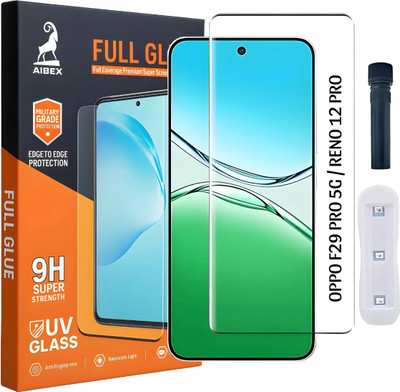 AIBEX Edge To Edge Tempered Glass for Oppo F29 Pro 5G / Oppo Reno 12 Pro 5G | UV Curved Full Screen Edge-to-Edge Protection | UV Glue & UV Light Included | 9H Hardness | Anti-Bubble | Scratch Resistant | HD Clarity(Pack of 1)