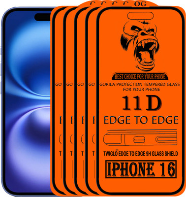 TWIGLO Edge To Edge Tempered Glass for IPHONE 16(Pack of 5)