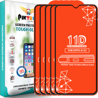PikTrue Edge To Edge Tempered Glass for Oppo A15S(Pack of 5)