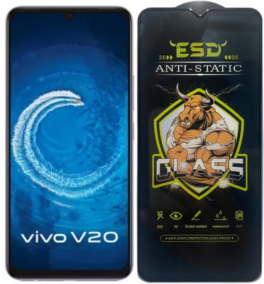 Obstinate Edge To Edge Tempered Glass for Vivo V20 2021, BLATE ESD, Bull King ESD, Edge to Edge, Anti Static, Dustproof(Pack of 1)