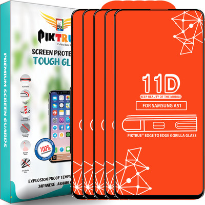 PikTrue Edge To Edge Tempered Glass for Samsung Galaxy A51(Pack of 5)