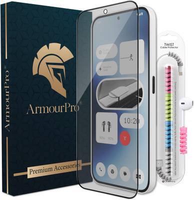 ArmourPro Edge To Edge Tempered Glass for Nothing Phone (2a) 5G, Nothing 2A, Nothing Phone (2a) 5G, Nothing 2A Plus, Matte OG Tempered Glass with Cable Protector(Pack of 1)