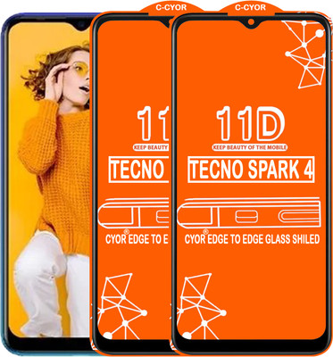 CYOR Edge To Edge Tempered Glass for TECNO SPARK 4(Pack of 2)