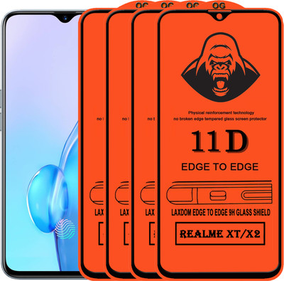 Laxdom Edge To Edge Tempered Glass for Realme XT(Pack of 4)