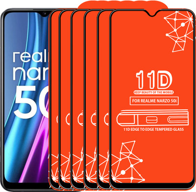 Qyist Edge To Edge Tempered Glass for Realme Narzo 50I(Pack of 6)