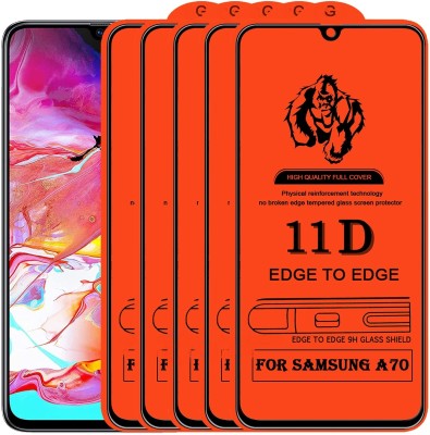 HIE POWER Edge To Edge Tempered Glass for Samsung Galaxy A70( Screen Protector Full HD Quality Tempered Glass Anti-Scratch Edge to Edge Coverage with Easy Installation Kit-11D-Pack of 5)(Pack of 5)