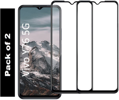 RichCell Edge To Edge Tempered Glass for Vivo Y76 5G(Pack of 2)