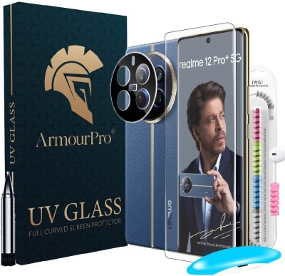 ArmourPro Edge To Edge Tempered Glass for Realme 12 Pro Plus 5G, Realme 12 Pro + 5G, Realme 12 Pro 5G, 1 UV Glue Tempered Glass, 1 Cable Protector and 1 Camera Lens(Pack of 2)