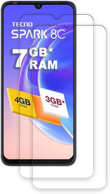 SOMTONE Edge To Edge Tempered Glass for Tecno Spark 8C TEMPERED GUARD FRONTP2(Pack of 2)