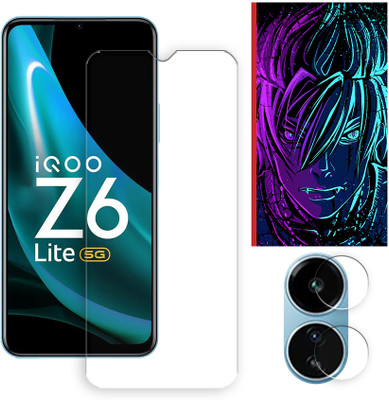 ARBAN Edge To Edge Tempered Glass for iQOO Z6 Lite 5G Tempered Glass Screen Protector | Anti-Scratch | Edge to Edge Full Coverage | 9H Hardness (1 FRONT SCREEN GUARD + 1 CAMERA LENS PROTECTOR + 1 FREE BACK EMBOSSED SKIN002)(Pack of 1)