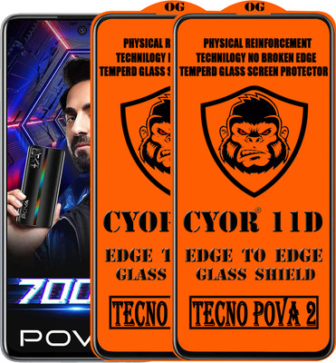 CYOR Edge To Edge Tempered Glass for TECNO POVA 2(Pack of 2)