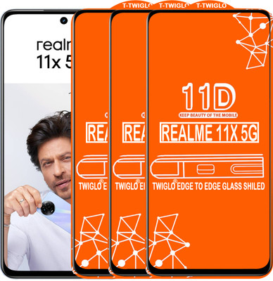 TWIGLO Edge To Edge Tempered Glass for REALME 11X 5G(Pack of 3)