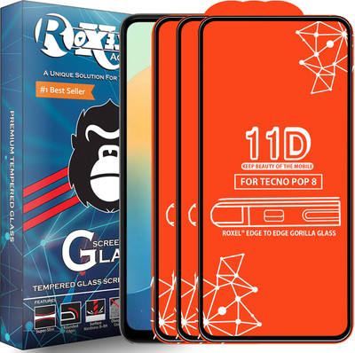 Roxel Edge To Edge Tempered Glass for Tecno Pop 8(Pack of 3)