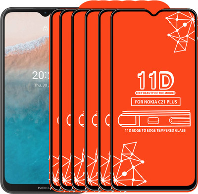Qyist Edge To Edge Tempered Glass for Nokia C21 Plus(Pack of 6)