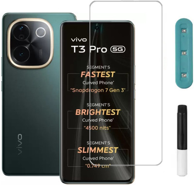 Kartuce Edge To Edge Tempered Glass for Vivo T3 Pro 5G, Vivo T3 Pro 5G UV Glass(Pack of 1)