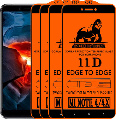 TWIGLO Edge To Edge Tempered Glass for Mi Redmi Note 4X(Pack of 4)
