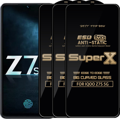 Roxel Edge To Edge Tempered Glass for IQOO Z7S 5G(Pack of 3)