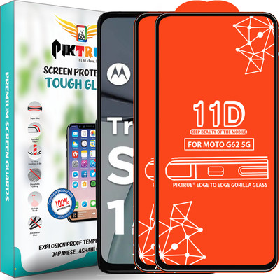PikTrue Edge To Edge Tempered Glass for Moto G62 5G(Pack of 2)