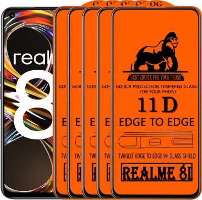 TWIGLO Edge To Edge Tempered Glass for REALME 8i(Pack of 5)