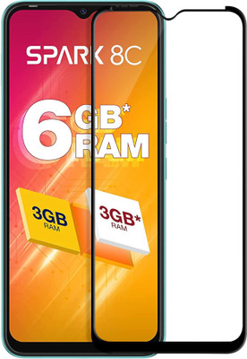 AuraX Edge To Edge Tempered Glass for Tecno Spark 8C(Pack of 1)
