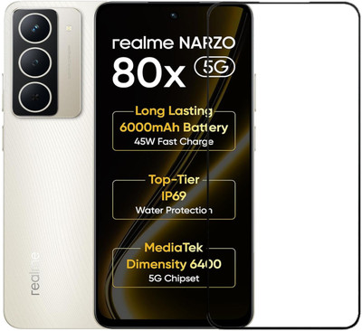 DSCASE Edge To Edge Tempered Glass for realme Narzo 80x 5G, realme Narzo 80x(Pack of 1)