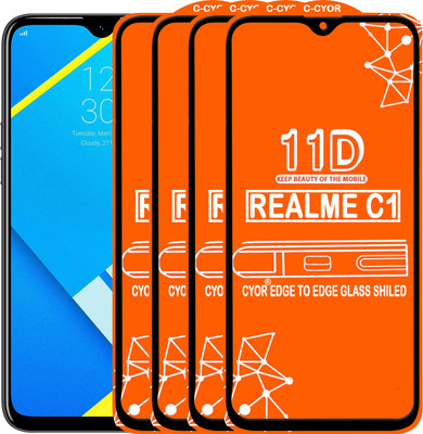 CYOR Edge To Edge Tempered Glass for Realme C1(Pack of 4)