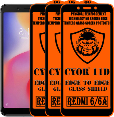 CYOR Edge To Edge Tempered Glass for Mi Redmi 6(Pack of 3)