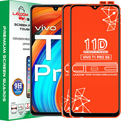 Laxdom Edge To Edge Tempered Glass for VIVO T1 PRO 5G(Pack of 2)