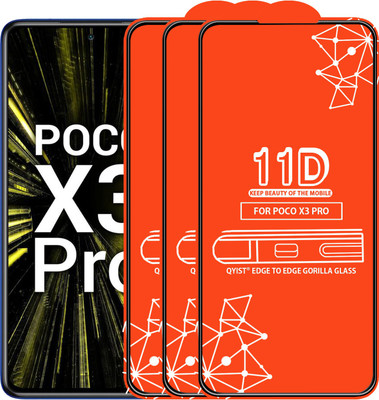 Qyist Edge To Edge Tempered Glass for Poco X3 Pro(Pack of 3)