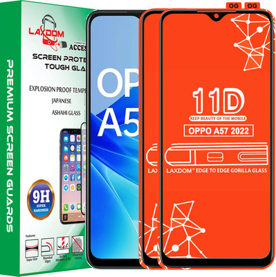 Laxdom Edge To Edge Tempered Glass for OPPO A57 2022(Pack of 2)