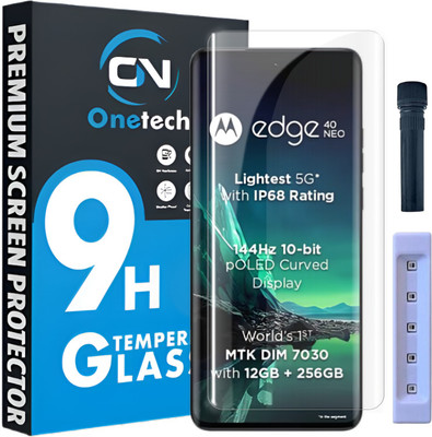 OneTech Edge To Edge Tempered Glass for Motorola Edge 40 5G / Moto Edge 40 Neo 5G 9H Hardness, Advanced UV HD+ Screen Protector(Pack of 1)