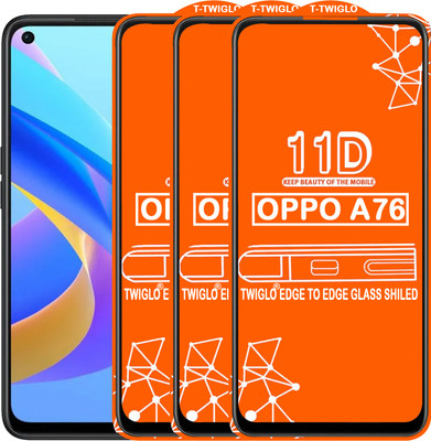 TWIGLO Edge To Edge Tempered Glass for OPPO A76(Pack of 3)