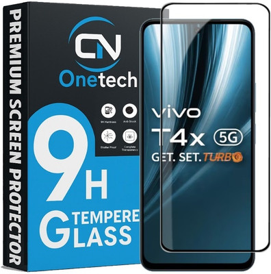 OneTech Edge To Edge Tempered Glass for Vivo T4X 5G 9H Hardness, Premium HD+ Screen Protector(Pack of 1)