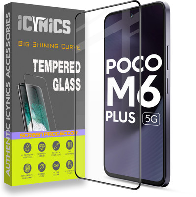 ICYNICS Edge To Edge Tempered Glass for Poco M6 Plus 5G, Anti-Fingerprint, Waterproof, Oil-resistant, Bubble-Free, Anti-Static, Scratch Resistant Full Coverage with Wooden box to ensure safety(Pack of 1)