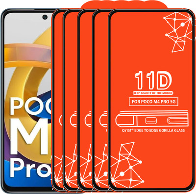 Qyist Edge To Edge Tempered Glass for Poco M4 Pro 5G(Pack of 5)