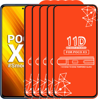 Qyist Edge To Edge Tempered Glass for Poco X3(Pack of 5)
