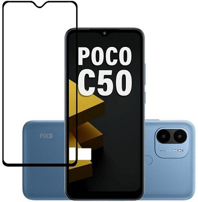 NIMMIKA ENTERPRISES Edge To Edge Tempered Glass for Poco C50(Comprehensive protection | High-quality material | Multi-layered coating | Clear and smooth surface | Thin and lightweight | Easy to install)(Pack of 1)