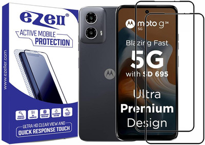 eZell Edge To Edge Tempered Glass for MOTOROLA G34 5G(Pack of 2)
