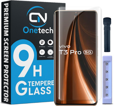 OneTech Edge To Edge Tempered Glass for Vivo T3 Pro 5G 9H Hardness, Advanced UV HD+ Screen Protector(Pack of 1)
