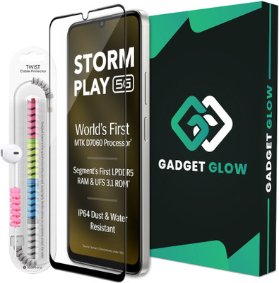 Gadget Glow Edge To Edge Tempered Glass for Lava Storm Play 5G, Lava Storm Play, OG Tempered Glass with Cable Protector(Pack of 1)