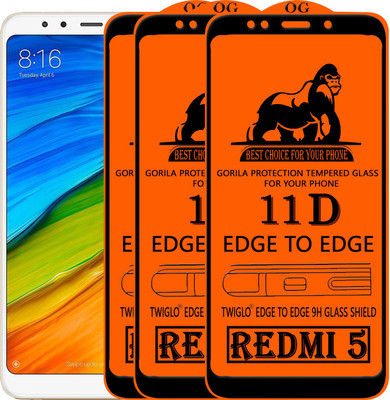 TWIGLO Edge To Edge Tempered Glass for Mi Redmi 5(Pack of 3)