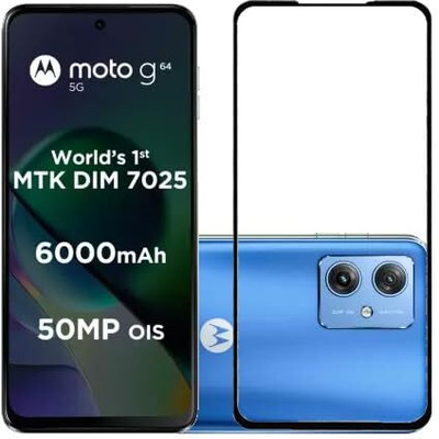 GDBUY Edge To Edge Tempered Glass for MOTOROLA G64 5G, MOTO G64 5G(Pack of 1)