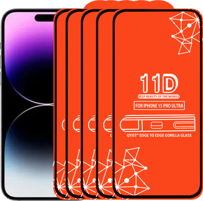 Qyist Edge To Edge Tempered Glass for Iphone 15 Pro Ultra(Pack of 5)