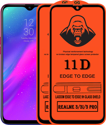 Laxdom Edge To Edge Tempered Glass for Realme 3(Pack of 2)
