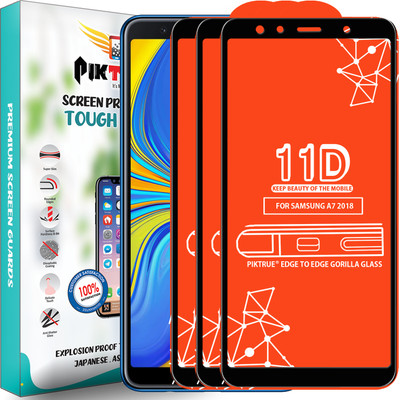 PikTrue Edge To Edge Tempered Glass for Samsung Galaxy A7 2018 Edition(Pack of 3)