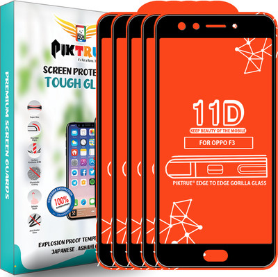 PikTrue Edge To Edge Tempered Glass for Oppo F3(Pack of 5)