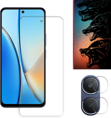 ARBAN Edge To Edge Tempered Glass for vivo Y29 5G Tempered Screen Protector | Anti-Scratch | Edge to Edge Full Coverage | 9H Hardness ( 1 FRONT SCREEN GUARD + 1 CAMERA LENS PROTECTOR + 1 FREE BACK EMBOSSED SKIN061 )(Pack of 1)