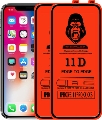 Laxdom Edge To Edge Tempered Glass for Apple iPhone XS(Pack of 2)